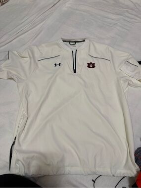 Under Armour White Men's Short Sleeve 1/4 Zip with Auburn Logo
